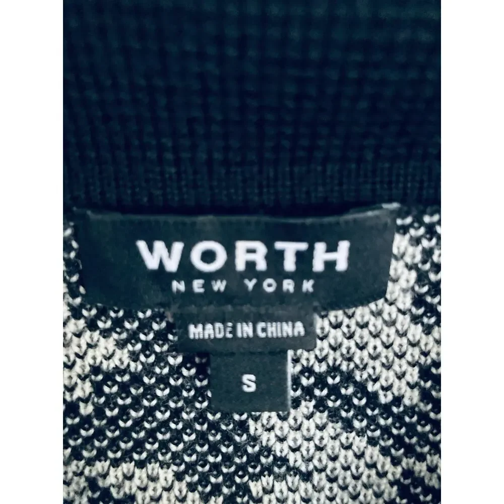 Worth New York 100% Wool Sweater Small Black and White
